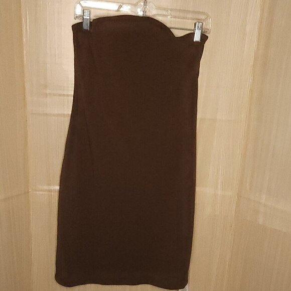 Asos Design Brown Knit Strapless Stretchy Dress 10 - Picture 1 of 7